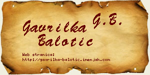 Gavrilka Balotić vizit kartica